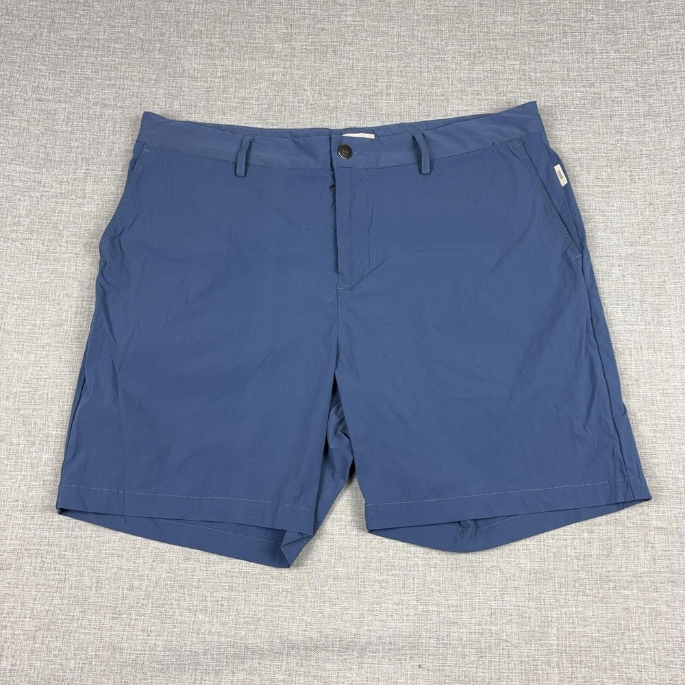 Onia Shorts Mens 38 Blue Microfiber Chino Stretch 8 Inseam Casual Travel